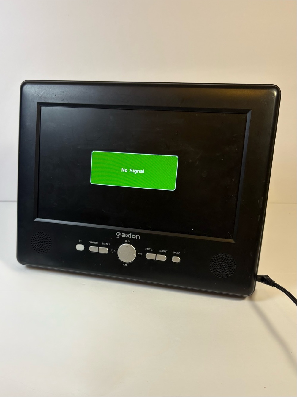 Axion 9” Portable Handheld TV With Wall Plug Model No AXN-8905 Turns On Untested
